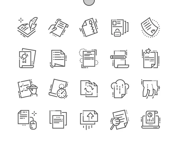 File Ben Realizzato Pixel Perfect Vector Thin Line Icons Griglia — Vettoriale Stock