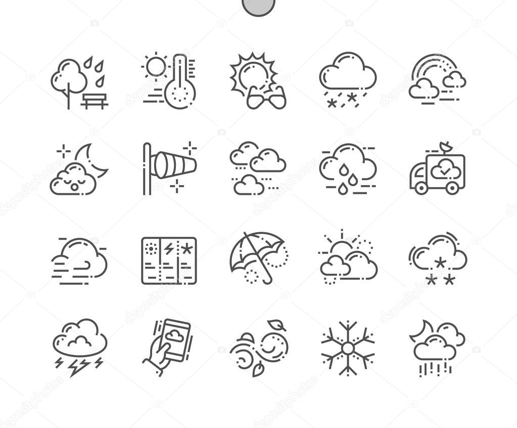 Weather Well-crafted Pixel Perfect Vector Thin Line Icons 30 2x Grid for Web Graphics and Apps. Simple Minimal Pictogram