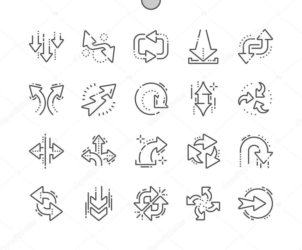 Arrows Well-crafted Pixel Perfect Vector Thin Line Icons 30 2x Grid for Web Graphics and Apps. Simple Minimal Pictogram