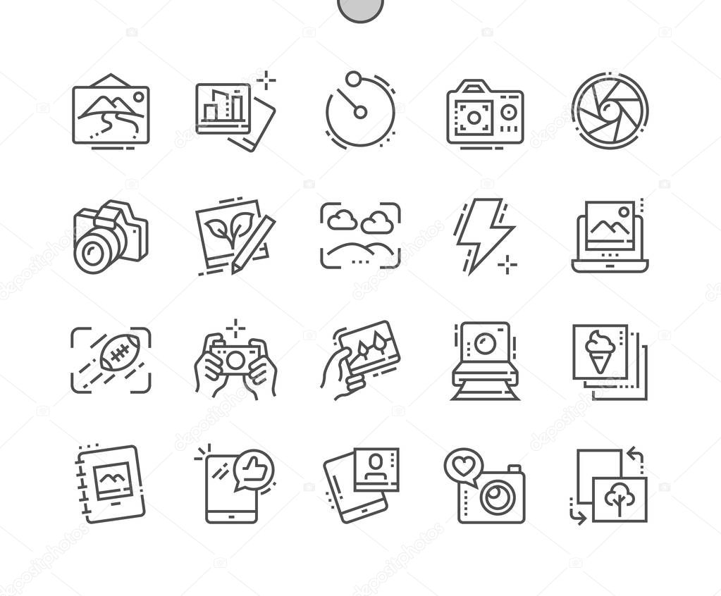 Photo Well-crafted Pixel Perfect Vector Thin Line Icons 30 2x Grid for Web Graphics and Apps. Simple Minimal Pictogram