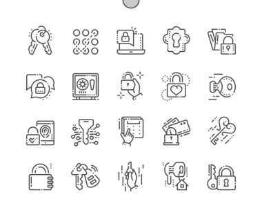Keys and Locks Well-crafted Pixel Perfect Vector Thin Line Icons 30 2x Grid for Web Graphics and Apps. Simple Minimal Pictogram clipart
