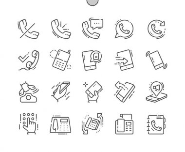 Phones Well-crafted Pixel Perfect Vector Thin Line Icons 30 2x Grid for Web Graphics and Apps. Simple Minimal Pictogram clipart