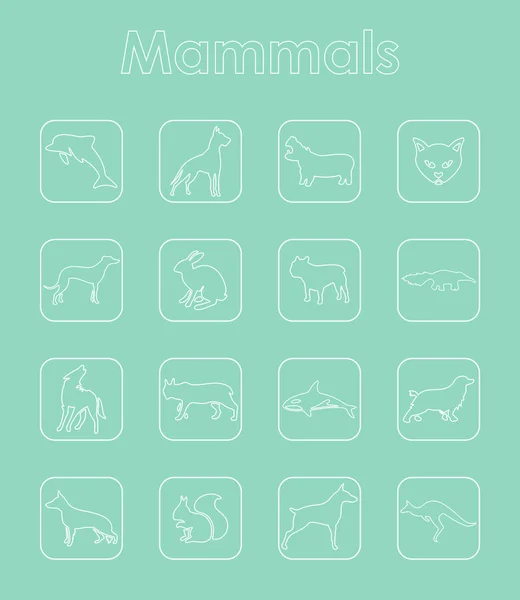 哺乳類の単純な Web アイコン ベクトル図のセット — ストックベクタ