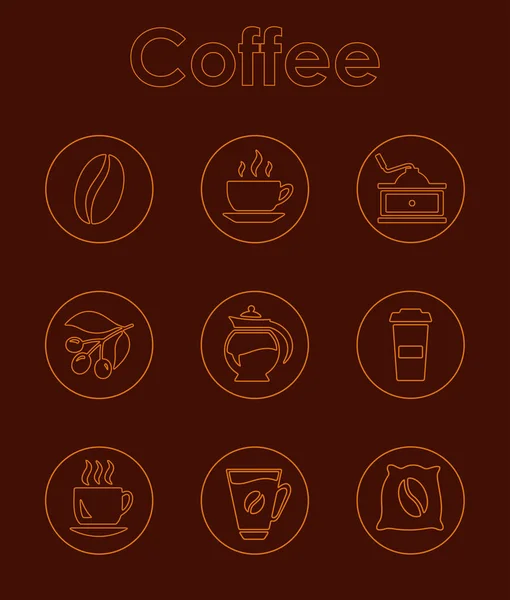 Conjunto Iconos Web Café Simple Ilustración Vectores — Vector de stock