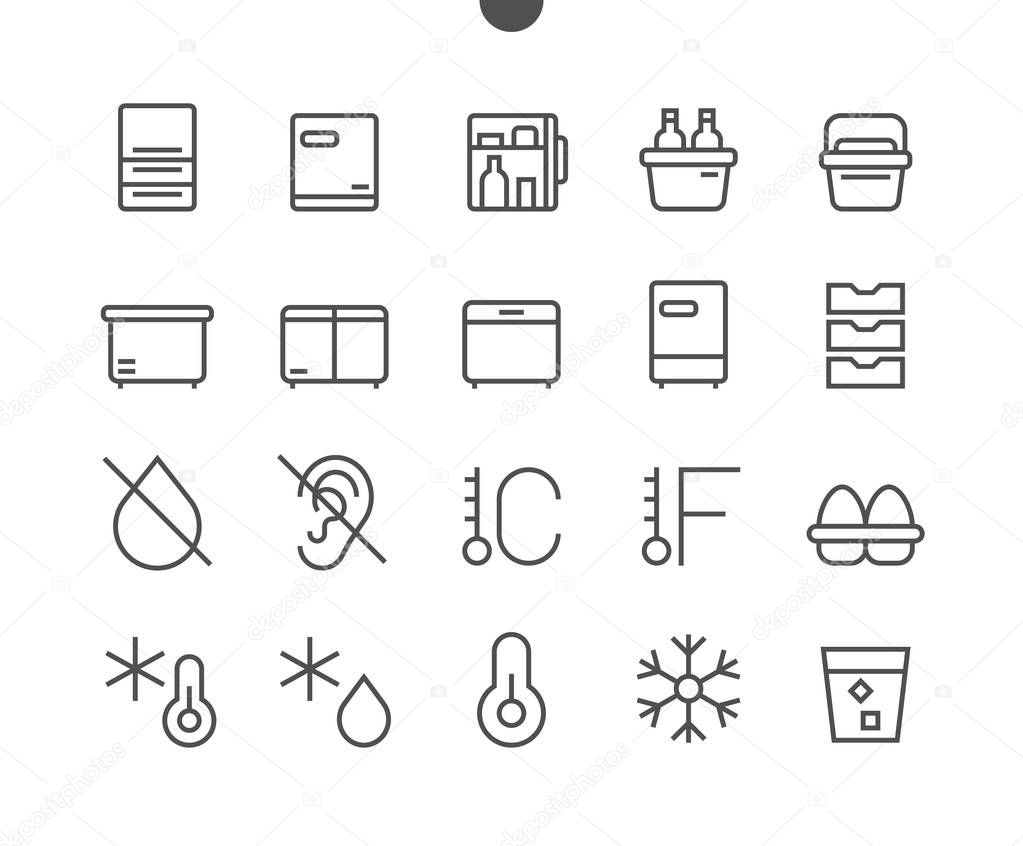Fridge UI Pixel Perfect Well-crafted Vector Thin Line Icons 48x48 Ready for 24x24 Grid for Web Graphics and Apps with Editable Stroke. Simple Minimal Pictogram Part 2-2