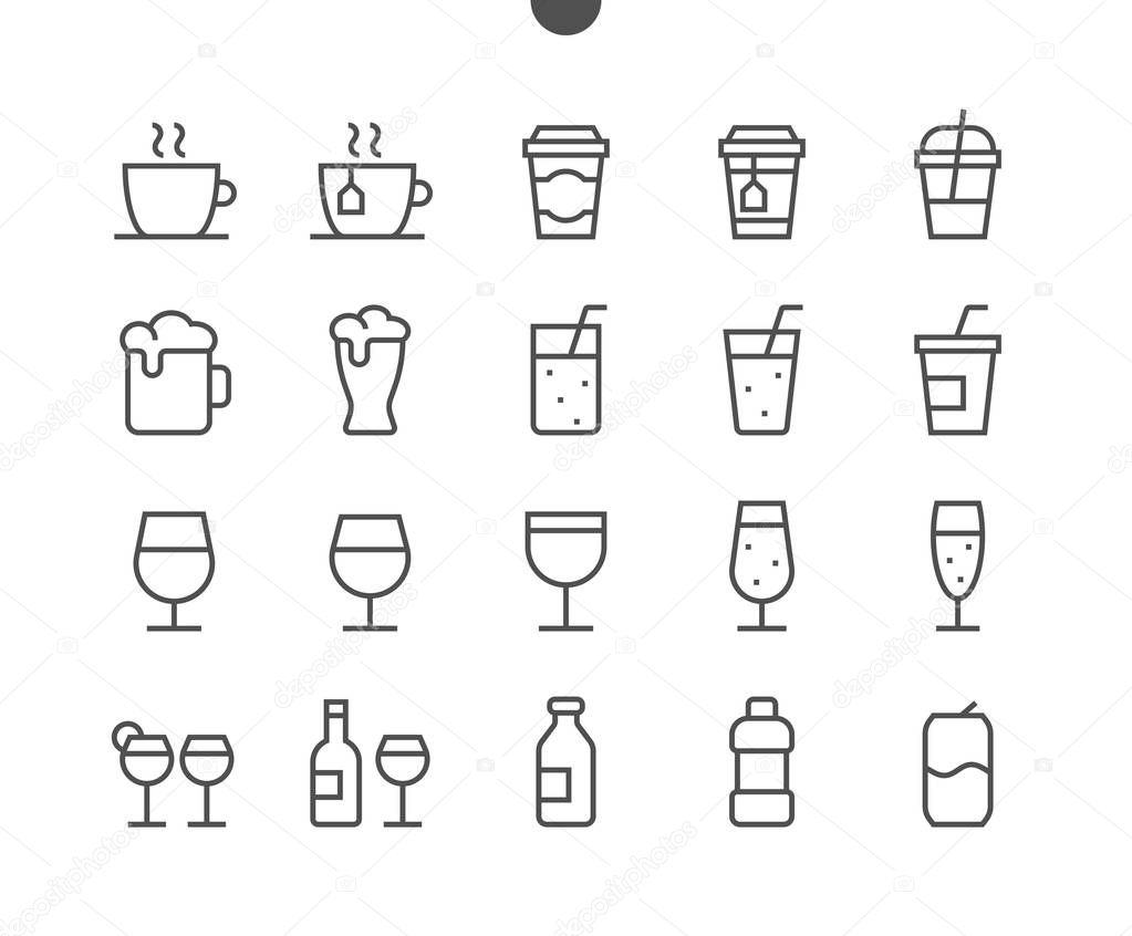 Drinks graphic icons, vector illustration