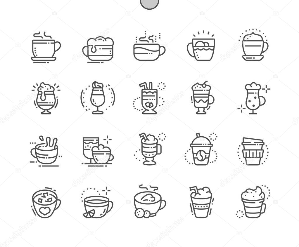 Drinks graphic icons, vector illustration