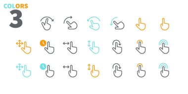 Web grafikleri ve Apps düzenlenebilir darbesiyle piksel mükemmel iyi hazırlanmış vektör ince çizgi simgeler jest görünüm özetlenen