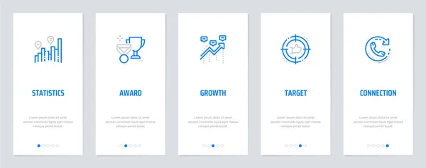 統計情報 ターゲット 強力な比喩と接続垂直カードです ウェブサイトのデザインのテンプレート — ストックベクタ