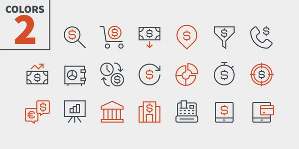 Financial Pixel Thin Line Icons — Stock Vector