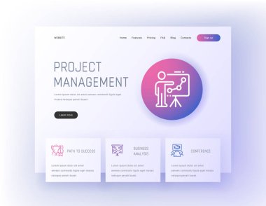 Proje Yönetimi, başarı, İş analizi, konferans açılış sayfası şablonu yolunu. Web sitesi tasarımı için şablon. Vektör çizim