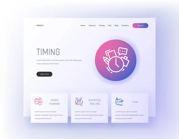 Timing Evenemang Planering Statistisk Analys Planera Landning Sida Mallen Mall — Stock vektor