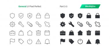 Genel kullanıcı arabirimi piksel mükemmel iyi hazırlanmış vektör ince çizgi ve düz simgeler 30 1 x kılavuz Web grafikleri ve Apps. Basit en az piktogram Bölüm 3-3