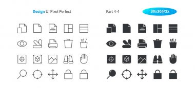 Grafik tasarım UI piksel mükemmel iyi hazırlanmış vektör ince çizgi ve düz simgeler 30 2 x kılavuz Web grafikleri ve Apps. Basit en az piktogram Bölüm 4-4