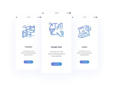 İşlem, stratejik vizyon güçlü metaforlar ile sözleşme dikey kartları. Web sitesi tasarımı için şablon.