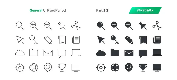 General Pixel Perfekt Välskrivna Vektor Tunn Linje Och Solid Ikoner — Stock vektor
