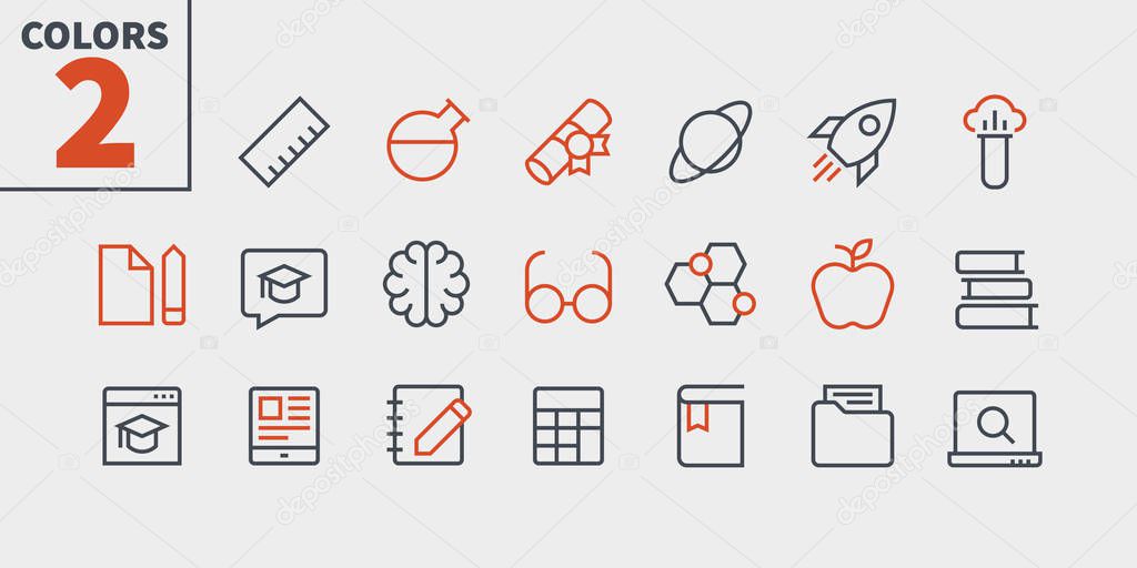 Education UI Pixel Perfect Well-crafted Vector Thin Line Icons 48x48 Ready for 24x24 Grid for Web Graphics and Apps with Editable Stroke. Simple Minimal Pictogram Part 2-2
