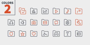 Klasör simgeleri Web grafikleri ve Apps düzenlenebilir vuruşlu.