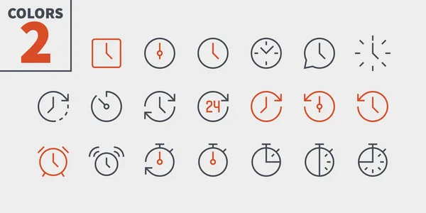 Iconos Tiempo Para Gráficos Web Aplicaciones Con Trazo Editable — Vector de stock