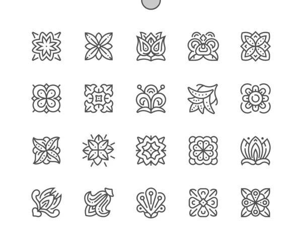 Floral Embroidery Goed ontworpen Pixel Perfect Vector Thin Line Pictogrammen 30 2x Grid voor Web Graphics en Apps. Eenvoudig minimaal Pictogram — Stockvector