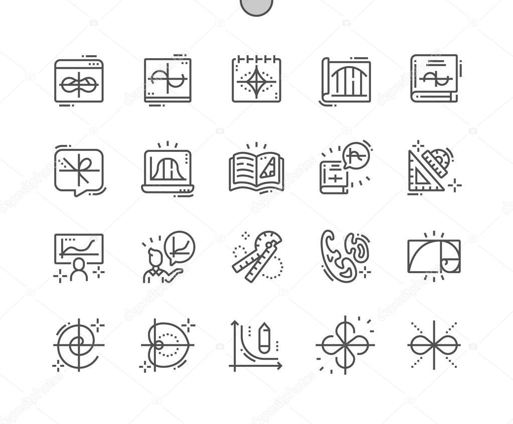 Mathematical Curves Well-crafted Pixel Perfect Vector Thin Line Icons 30 2x Grid for Web Graphics and Apps. Simple Minimal Pictogram
