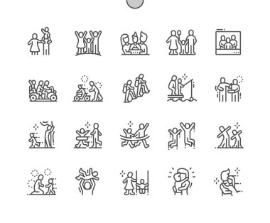 Aile Değerleri İyi Yapılmış Piksel Mükemmel Vektör İnce Çizgi Simgeleri Web Grafikleri ve Uygulamaları için 32x Izgara Basit Asgari Resim Grafiği