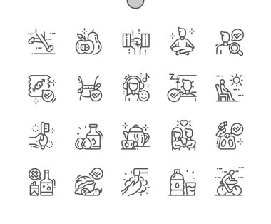 Sağlıklı Yaşam İyi Yapılmış Piksel Mükemmel Vektör İnce Çizgi Simgeleri 32x Web Grafikleri ve Uygulamaları için Şebeke 32x Basit Asgari Resim Grafiği