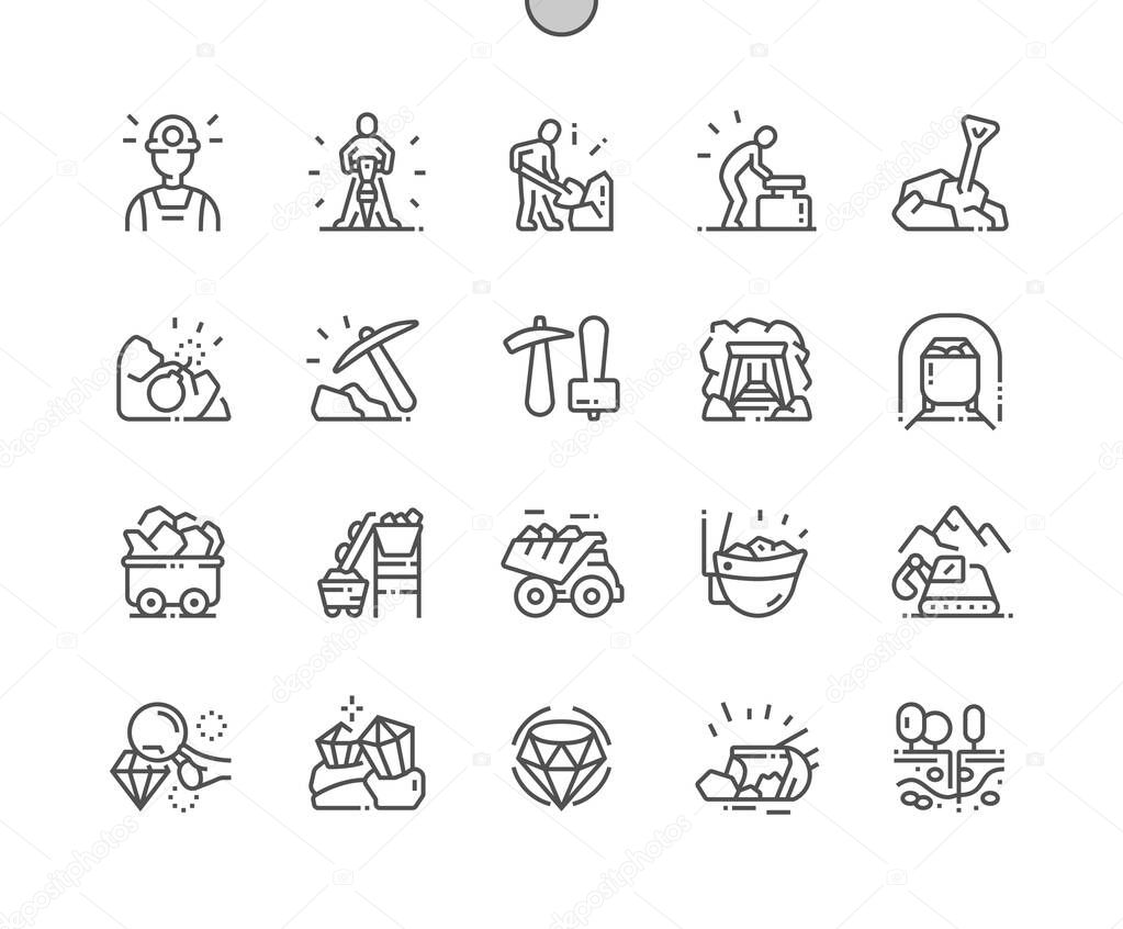 Mining Well-crafted Pixel Perfect Vector Thin Line Icons 30 2x Grid for Web Graphics and Apps. Simple Minimal Pictogram