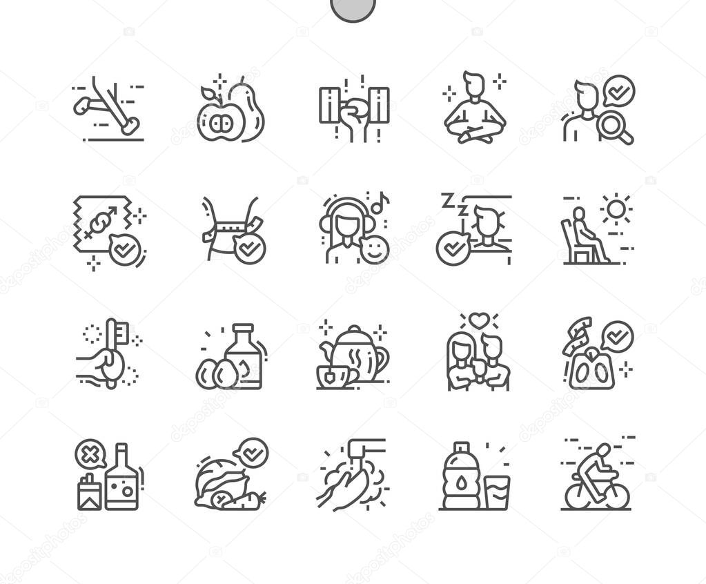 Healthy Life Well-crafted Pixel Perfect Vector Thin Line Icons 30 2x Grid for Web Graphics and Apps. Simple Minimal Pictogram