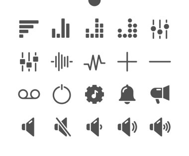 9 Ses Videosu v2 Ui Pixel Mükemmel Yapılandırılmış Vektör Katı Simgeleri 48x48 Web Grafikleri ve Uygulamaları için Hazır. Basit Asgari Resim Grafiği