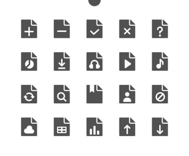 15 Dosya v3 Ui Piksel Mükemmel Yapılandırılmış Vektör Katı Simgeler 48x48 Web Grafikleri ve Uygulamaları için Hazır. Basit Asgari Resim Grafiği