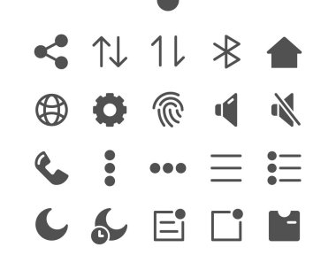 17 Ayarlar v1 Ui Pixel Mükemmel Yapılandırılmış Vektör Katı Simgeleri 48x48 Web Grafikleri ve Uygulamaları için 24x24 Izgara Hazır. Basit Asgari Resim Grafiği