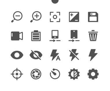 Fotoğraf v1 Ui Pixel Mükemmel Yapılandırılmış Vektör Katı Simgeler 48x48 Web Grafikleri ve Uygulamaları için 24x24 Izgara Hazır. Basit Asgari Resim Grafiği