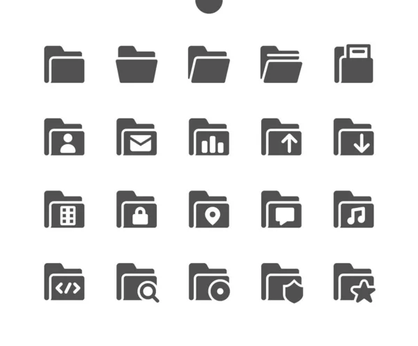 Folders v4 Ui Pixel Perfect Goed gemaakte Vector Solid Icons 48x48 Klaar voor 24x24 Grid voor Web Graphics en Apps. Eenvoudig minimaal Pictogram — Stockvector