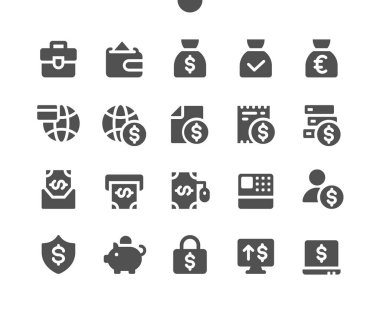 Finansal v2 Ui Pixel Mükemmel Yapılandırılmış Vektör Katı Simgeleri 48x48 Web Grafikleri ve Uygulamaları için Hazır. Basit Asgari Resim Grafiği