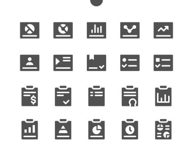 Rapor v2 Ui Piksel Mükemmel Yapılandırılmış Vektör Katı Simgeler 48x48 Web Grafikleri ve Uygulamaları için 24x24 Şebeke için hazır. Basit Asgari Resim Grafiği