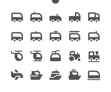Transport Side View Ui Pixel Mükemmel Yapılandırılmış Vektör Katı Simgeleri 48x48 Web Grafikleri ve Uygulamaları için 24x24 Izgara Hazır. Basit Asgari Resim Grafiği