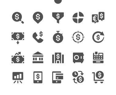 Finansal v1 Ui Pixel Mükemmel Yapılandırılmış Vektör Katı Simgeleri 48x48 Web Grafikleri ve Uygulamaları için 24x24 Izgara Hazır. Basit Asgari Resim Grafiği