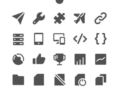 Ayarlar v6 Ui Pixel Mükemmel Yapılandırılmış Vektör Katı Simgeleri 48x48 Web Grafikleri ve Uygulamaları için Hazır. Basit Asgari Resim Grafiği