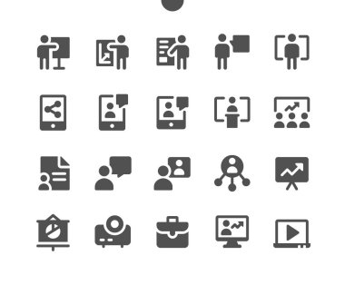 İş Sunumu Ui Pixel Mükemmel Yapılandırılmış Vector Solid Icons 48x48 Web Grafikleri ve Uygulamaları için Hazır. Basit Asgari Resim Grafiği
