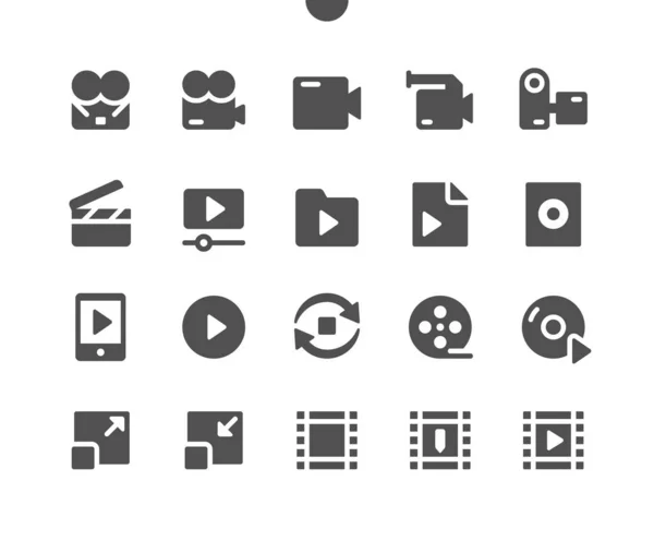 Audio Vidéo v4 UI Pixel Perfect Icônes solides vectorielles bien conçues 48x48 Prêt pour la grille 24x24 pour les graphiques et applications Web. Pictogramme minimal simple — Image vectorielle