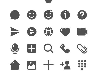 Chat UI Pixel Mükemmel Yapılandırılmış Vektör Katı Simgeler 48x48 Web Grafikleri ve Uygulamaları için 24x24 Izgara Hazır. Basit Asgari Resim Grafiği