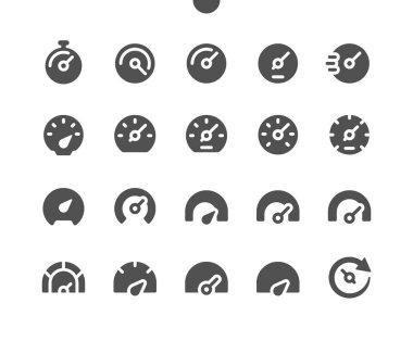 Hız ölçer UI Pixel Mükemmel Yapılandırılmış Vektör Katı Simgeler 48x48 Web Grafikleri ve Uygulamaları için Hazır. Basit Asgari Resim Grafiği