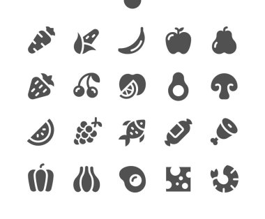 Gıda v3 UI Pixel Mükemmel Yapılandırılmış Vektör Katı Simgeler 48x48 Web Grafikleri ve Uygulamaları için Hazır. Basit Asgari Resim Grafiği