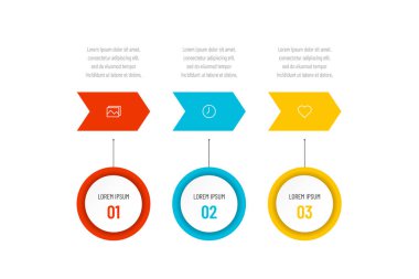 3 aşamalı ya da elementleri ve simgeleri işleyen modern soyut bilgi birikimi. İş konsepti. Vektör illüstrasyonu