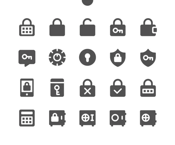 Keys and Locks UI Pixel Perfect Well-crafted Vector Solid Icons 48x48 Ready for 24x24 Grid for Web Graphics and Apps. Simple Minimal Pictogram — Stock Vector