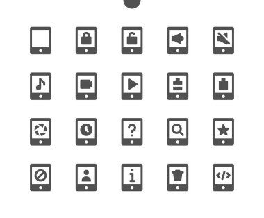 Tablet v1 UI Pixel Mükemmel Yapılandırılmış Vektör Katı Simgeleri 48x48 Web Grafikleri ve Uygulamaları için Hazır. Basit Asgari Resim Grafiği