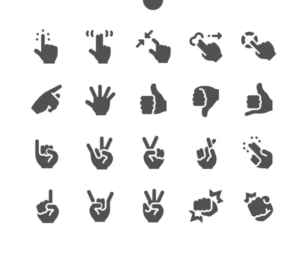 Gesture UI Pixel Perfect-crafted Vector Solid Icons 48x48 Siap untuk 24x24 Grid for Web Graphics and Apps. Pictogram Minimal Sederhana - Stok Vektor