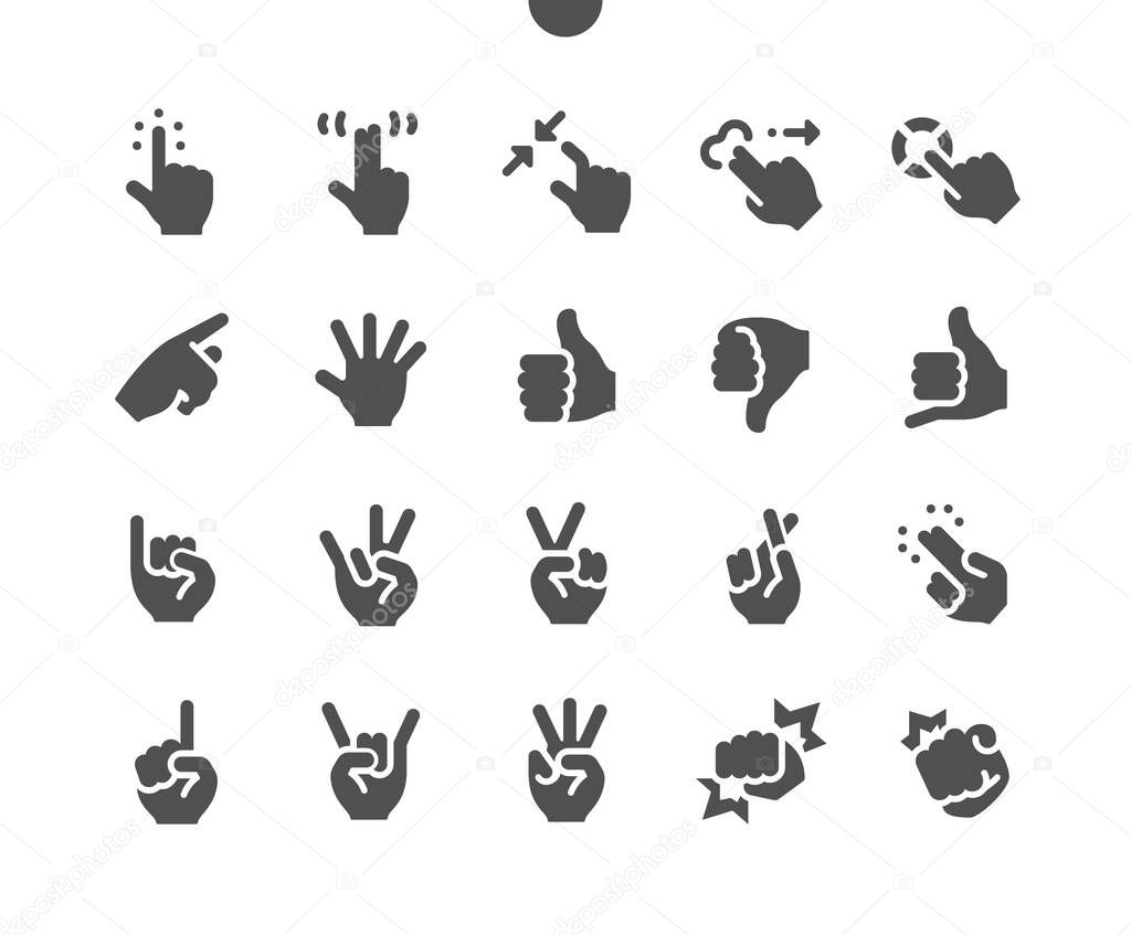 Gesture UI Pixel Perfect Well-crafted Vector Solid Icons 48x48 Ready for 24x24 Grid for Web Graphics and Apps. Simple Minimal Pictogram