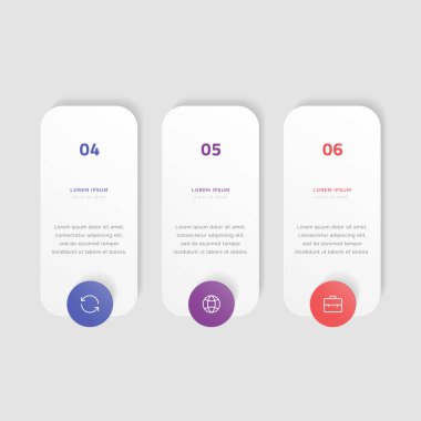 3 seçenek, adım ya da süreç içeren vektör zaman çizelgesi bilgisi. Renkli şablon tasarımı